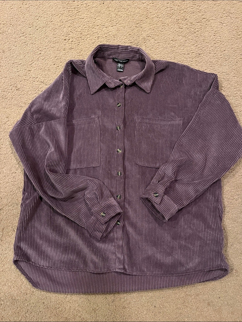 Streetwear Society Corduroy Button-Down Shirt - Plum